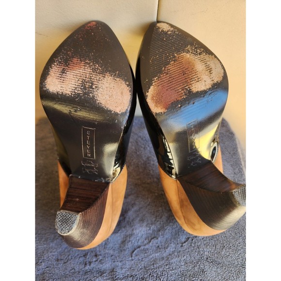 Steven Madden Women's Sumee Pump Size 7.5 Black Brown Cognac Patent Leather - Picture 9 of 11